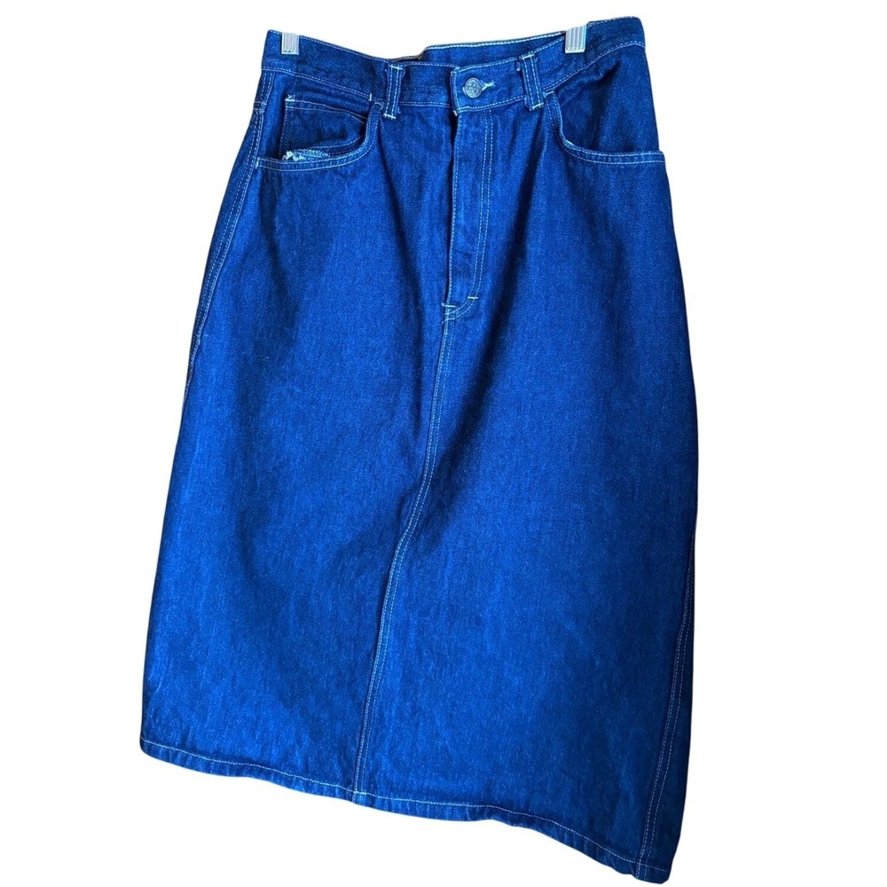 LACOSTE Women's Blue Denim Midi Skirt Size 14 WPL 1100 Cotton